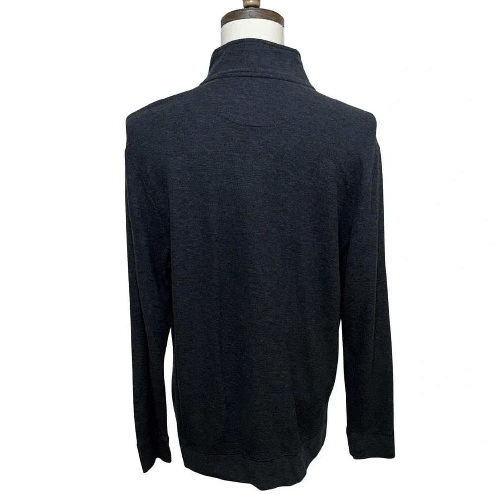Vineyard Vines 1/4 Zip Pullover Mens Large Gray Pima Cotton Mock Neck Sweater